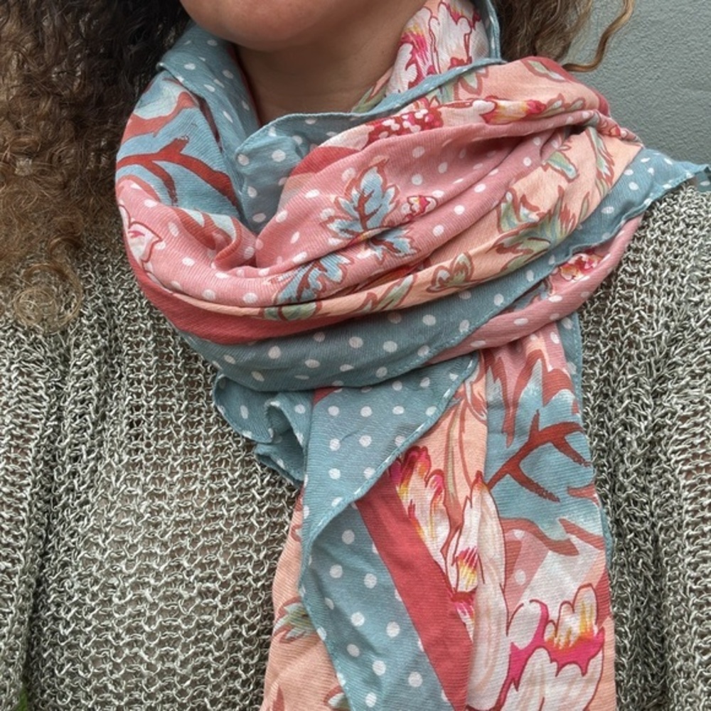 Loft FLORAL DOT SQUARE SCARF Colorful Large Scarf 47”x47” #WK1